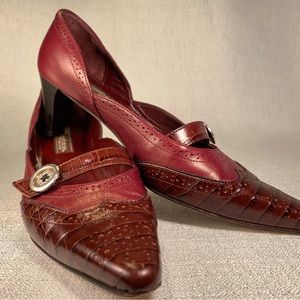 Brighton vintage oxblood red Italian leather wingtip heels excellent condition